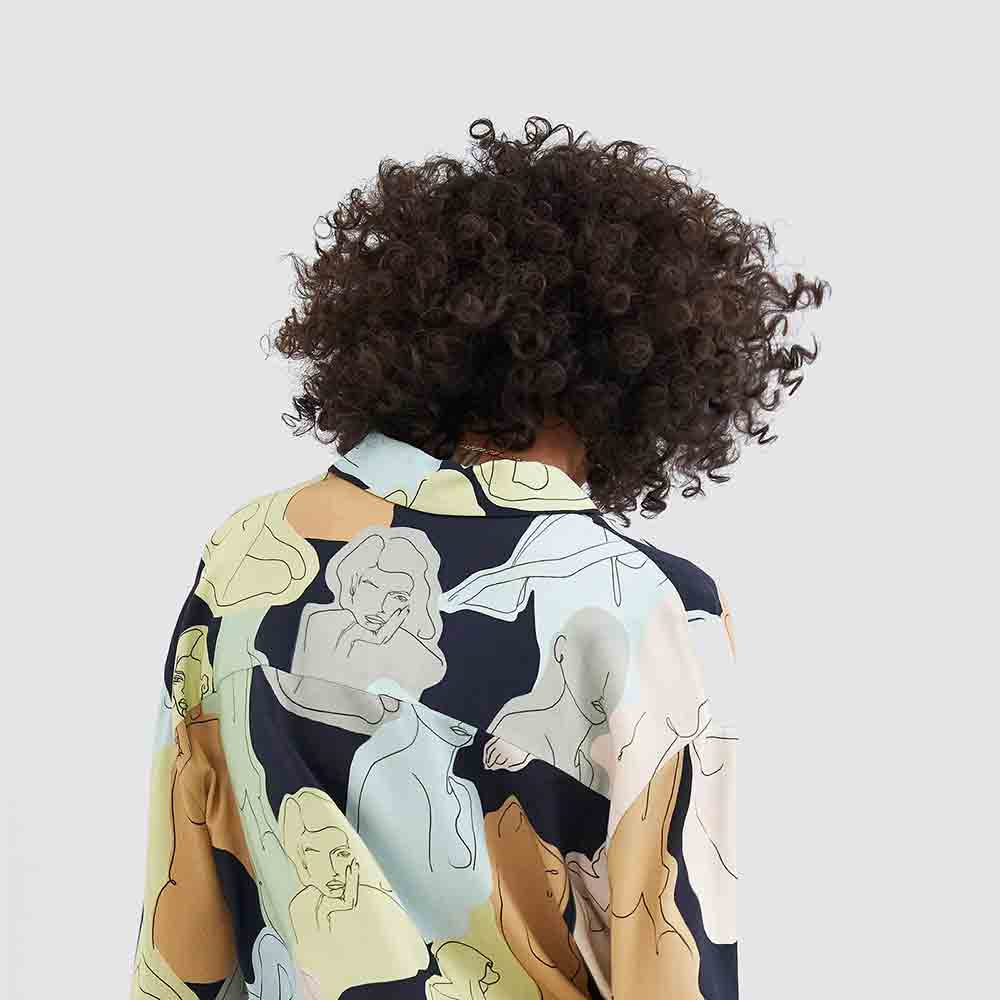 Abstract Print Cotton Blouse - Ảnh 3