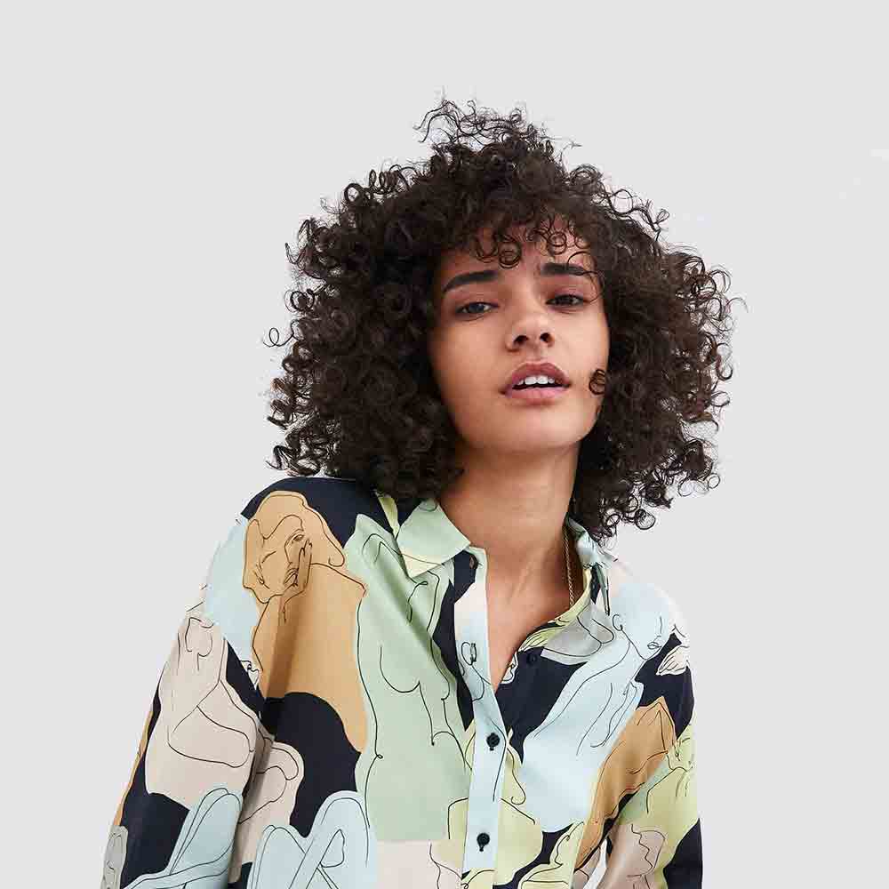 Abstract Print Cotton Blouse - Ảnh 2
