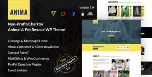 Anima - Chủ đề từ thiện phi lợi nhuận WordPress dành cho cứu hộ thú cưng và nơi trú ẩn động vật