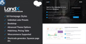 Chủ đề WordPress đa năng LandX, Trình tạo trang đích ứng dụng phần mềm cho công ty tiếp thị