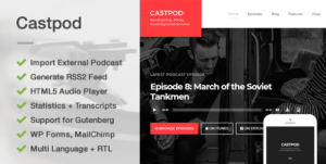 Castpod - Một chủ đề WordPress chuyên nghiệp dành cho Podcast âm thanh