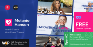 Melanie Hanson - Chủ đề WordPress dành cho huấn luyện viên sức khỏe