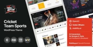 Spin - Chủ đề WordPress thể thao của đội cricket + AI