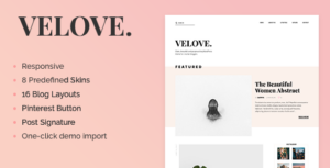Velove - Một chủ đề blog WordPress nữ tính đáp ứng